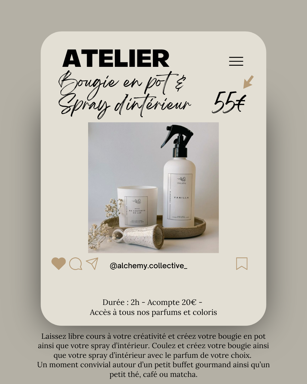 Atelier Bougie en Pot & Spray d'Intérieur - 55€