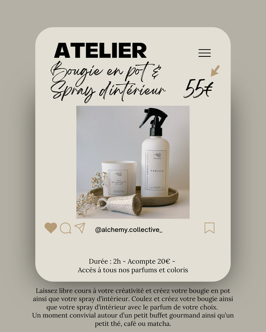 Atelier Bougie en Pot & Spray d'Intérieur - 55€